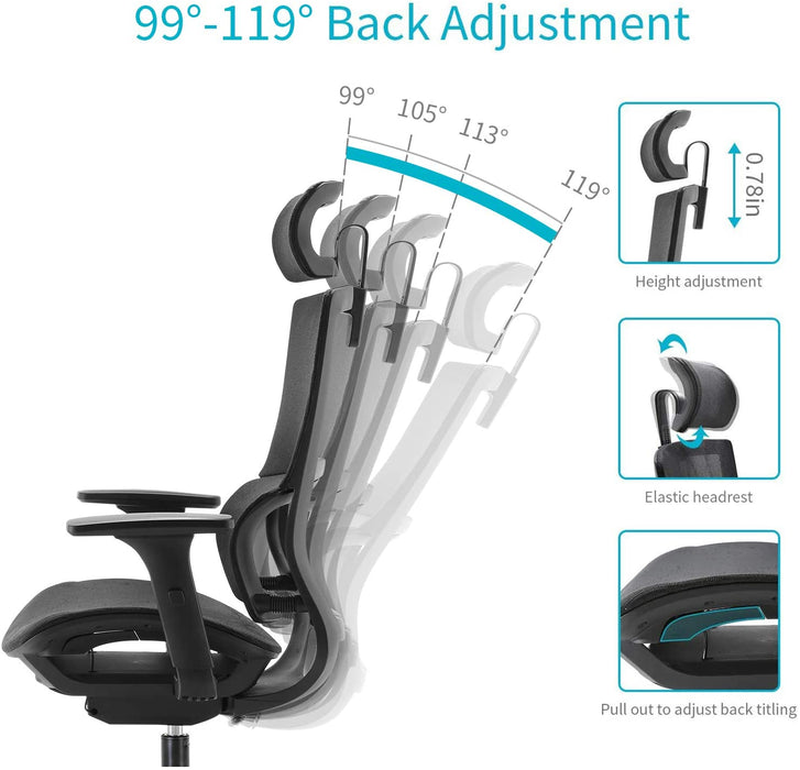 Ergonomic Mesh Office Chair and Adjustable Armrest - Relaxing Recliners