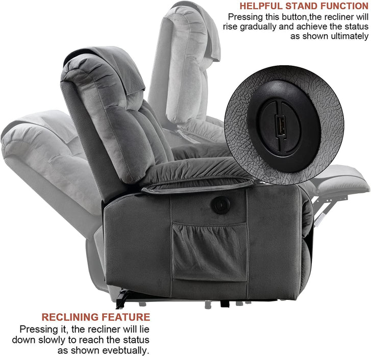 Power Lift Recliner With USB Ports, Washable Covers for Elderly - Relaxing Recliners