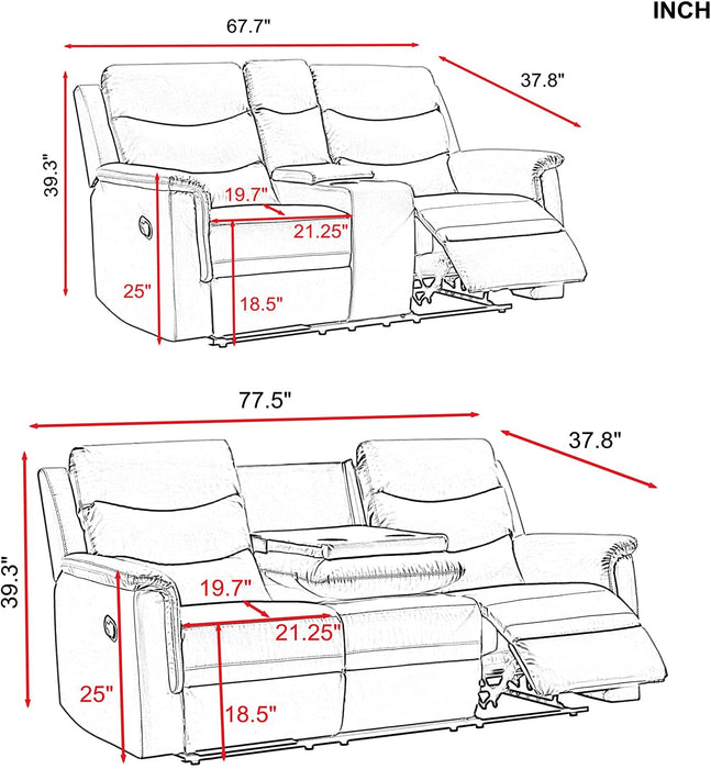 Leather Reclining Loveseat Sofa - Relaxing Recliners