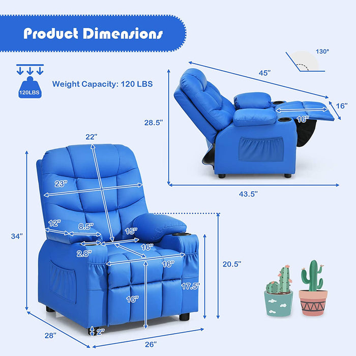 Kids Recliner Chair with Cup Holders - Relaxing Recliners
