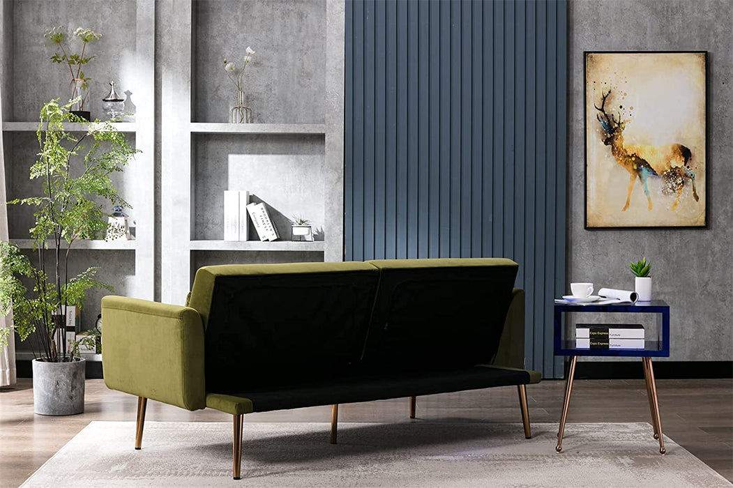 68" Velvet Loveseat With Gold Feet - Relaxing Recliners