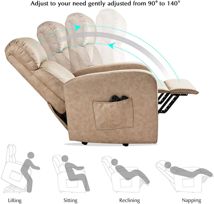 Okin Motor Electric Lift Recliner with Massage, Soft Suede - Relaxing Recliners