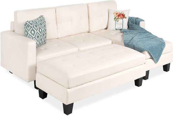 Tufted Faux Leather 3 Seat L Shape Sectional - Relaxing Recliners