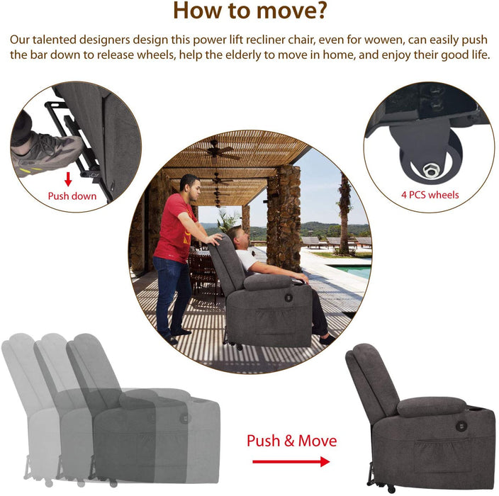 Pu Leather Electric Power Lift Recliner with Massage Heat - Relaxing Recliners