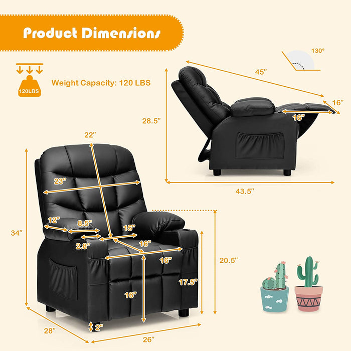 Kids Recliner Chair with Cup Holders - Relaxing Recliners