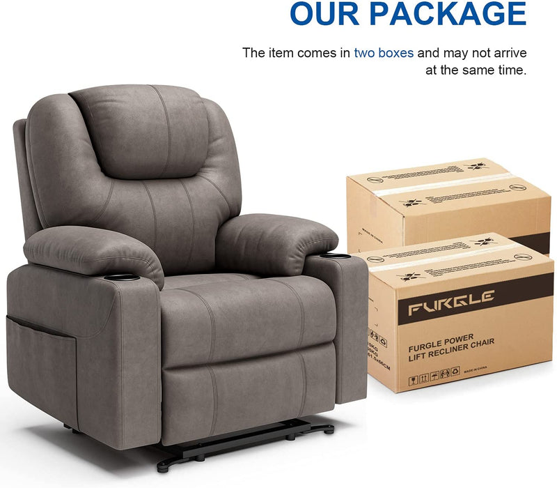 Power Lift Fabric Recliner Chair - Up To 400 Pounds - Relaxing Recliners