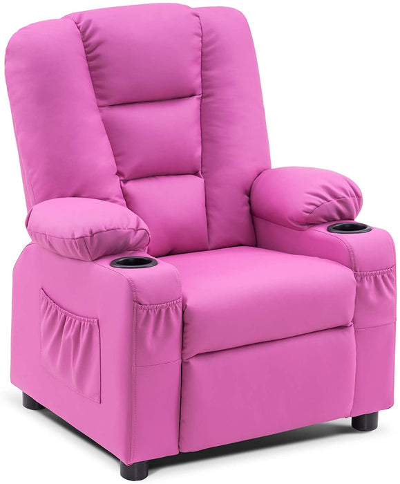 Big Kids Recliner Chair with Cup Holders Faux Leather - Relaxing Recliners
