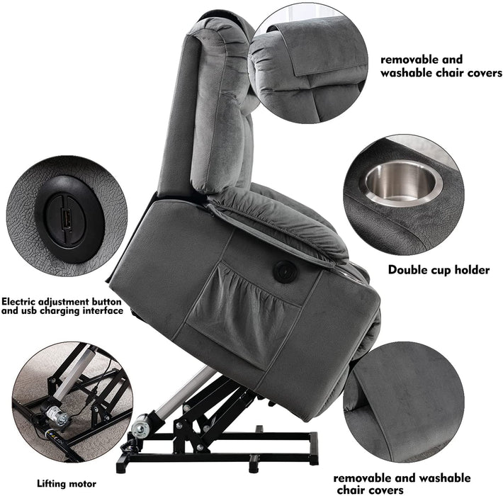 Power Lift Recliner With USB Ports, Washable Covers for Elderly - Relaxing Recliners