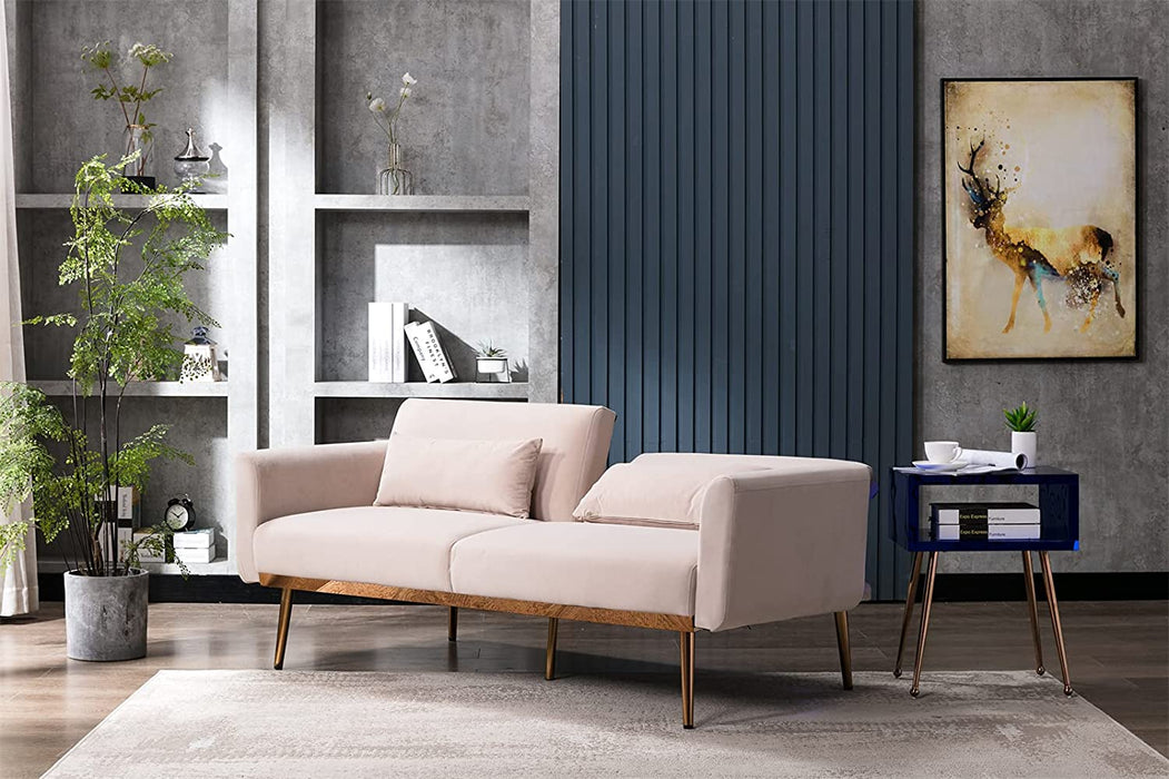 68" Velvet Loveseat With Gold Feet - Relaxing Recliners
