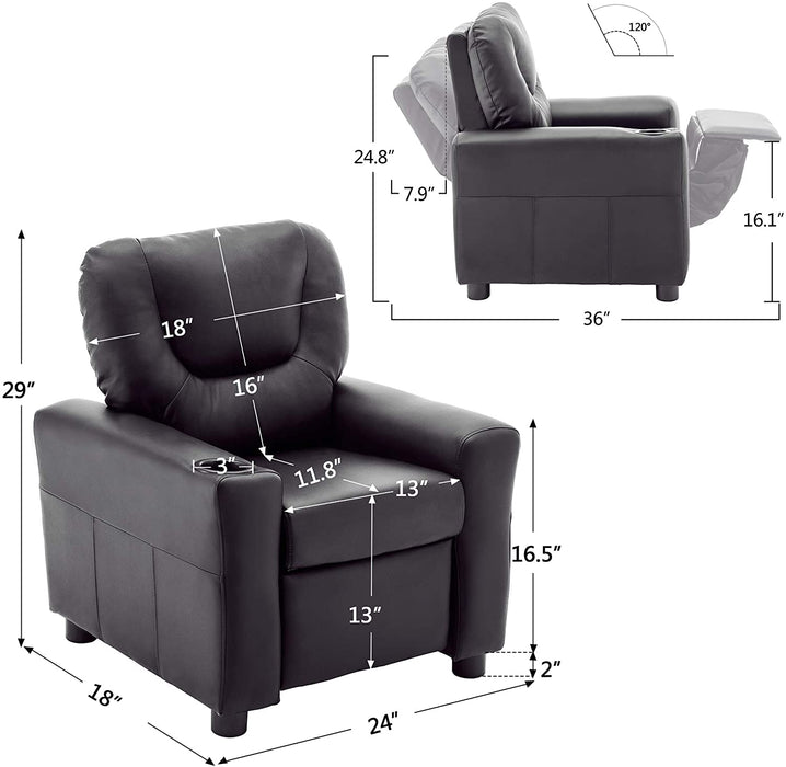 Kids Recliner Chair Faux Leather - Relaxing Recliners