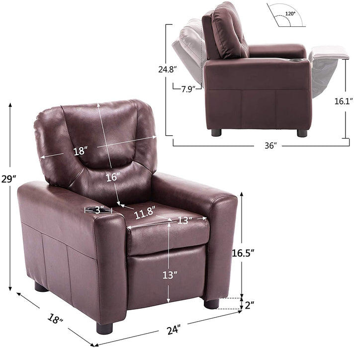Kids Recliner Chair Faux Leather - Relaxing Recliners