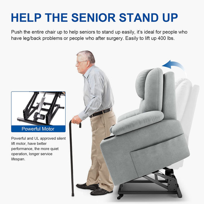 Power Lift Fabric Recliner Chair - Up To 400 Pounds - Relaxing Recliners