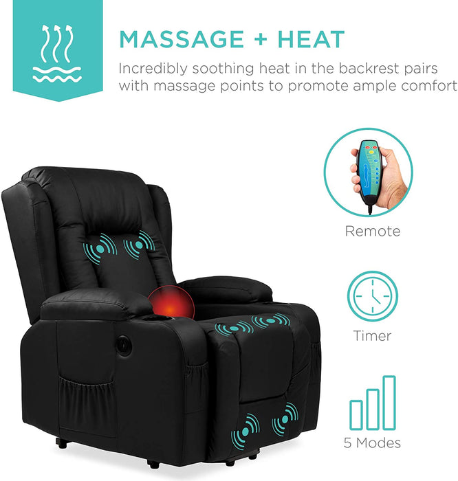 Electric Power Lift Recliner Massage Chair With 3 Positions, USB Ports, Heat, Cupholders - Relaxing Recliners
