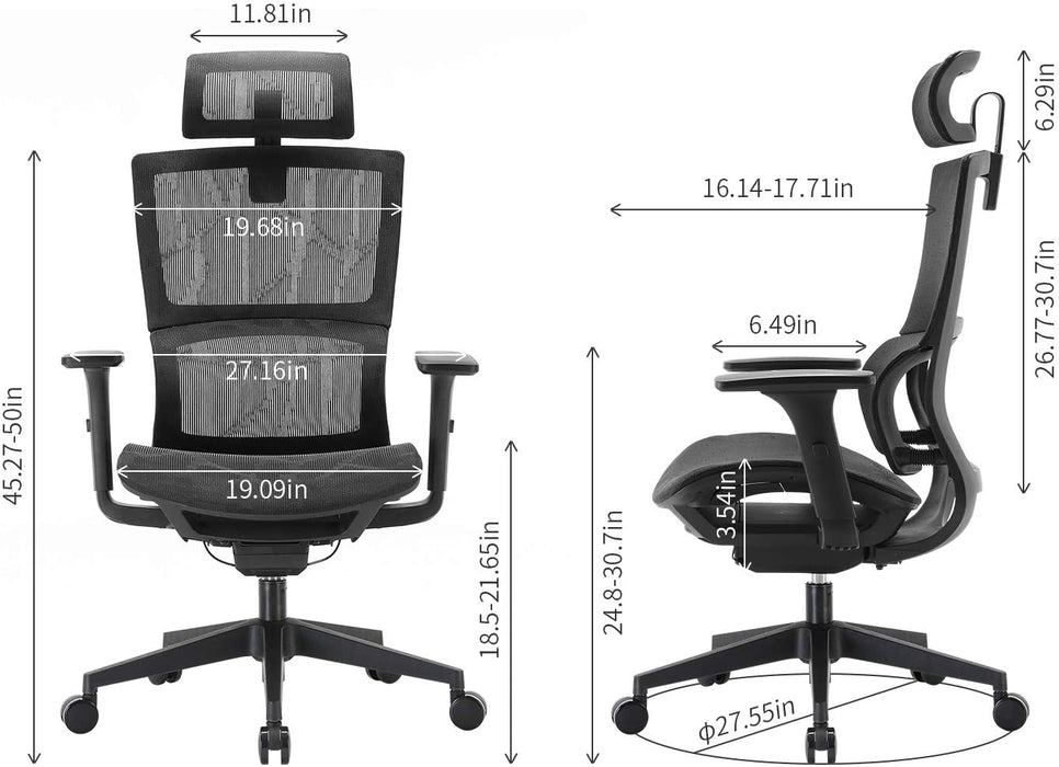 Ergonomic Mesh Office Chair and Adjustable Armrest - Relaxing Recliners