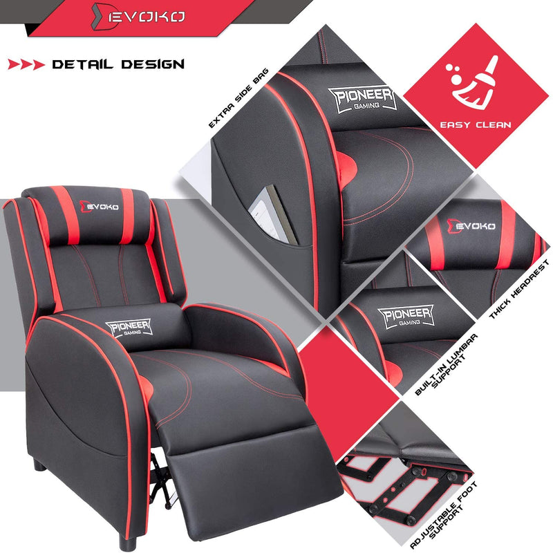 Massage Recliner Gaming Chair Pu Leather - Relaxing Recliners