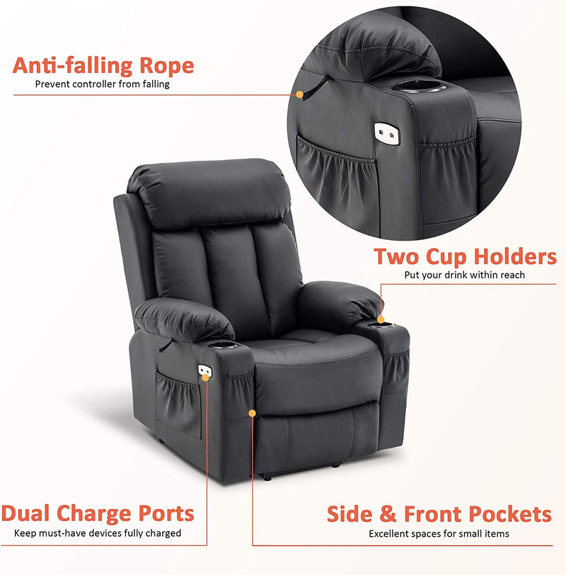 Large Electric Power Lift Recliner Chair with Extended Footrest for Tall Elderly People - Relaxing Recliners