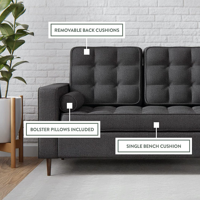 Faux Leather Sofa with Square Arms - Relaxing Recliners