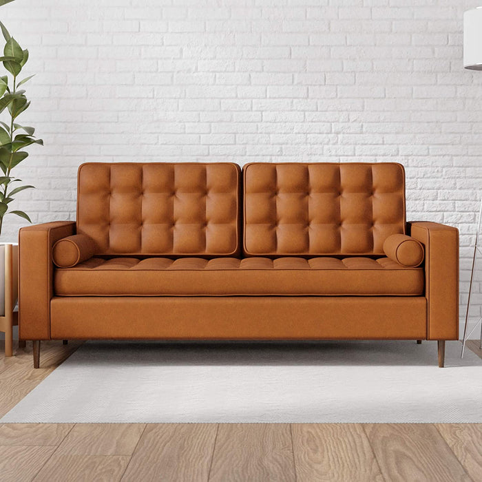 Faux Leather Sofa with Square Arms — Relaxing Recliners