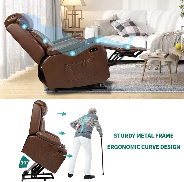 Faux Leather Lift Chair Recliner Massage and Heat - Relaxing Recliners