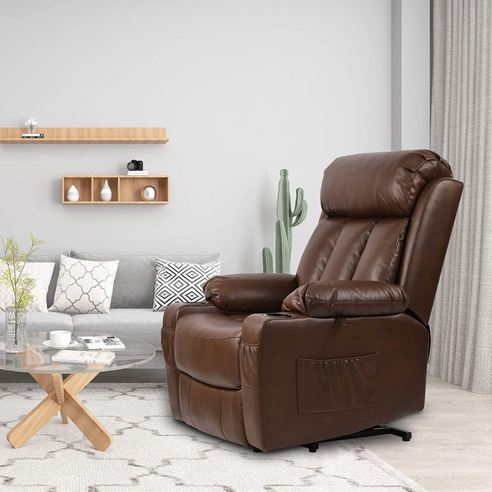 Faux Leather Lift Chair Recliner Massage and Heat - Relaxing Recliners