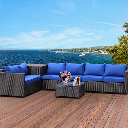 Wicker Furniture 6 Piece Sectional w/ Coffee Table - Relaxing Recliners
