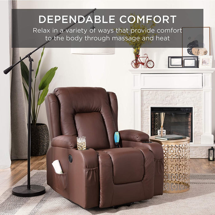 Electric Power Lift Recliner Massage Chair With 3 Positions, USB Ports, Heat, Cupholders - Relaxing Recliners