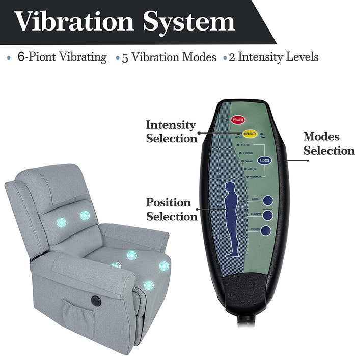 Mu Power Lift Recliner with Massage for Elderly - Relaxing Recliners