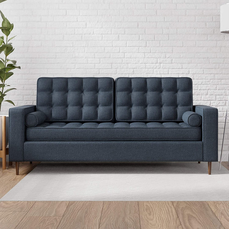 Faux Leather Sofa with Square Arms - Relaxing Recliners
