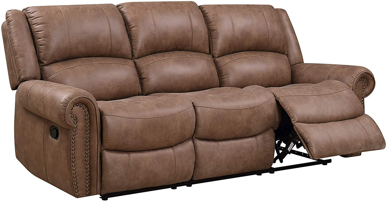 Brown 87" Sofa With Dual Recliners - Relaxing Recliners