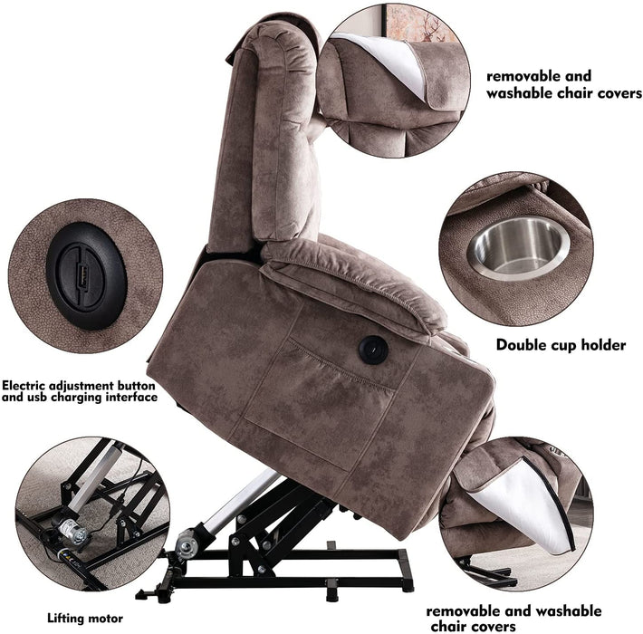 Power Lift Recliner With USB Ports, Washable Covers for Elderly - Relaxing Recliners