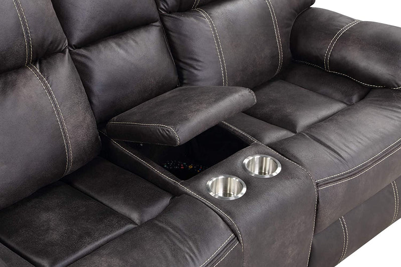 Dark Graphite Power Loveseat Recliners with Storage - Relaxing Recliners