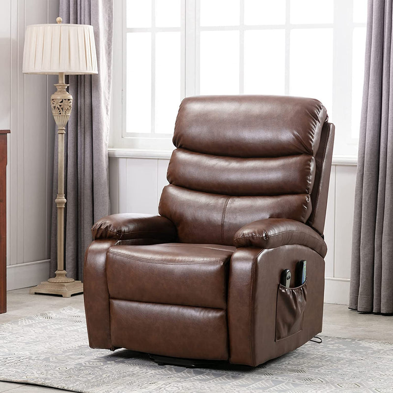 Brown Leather Electric Power Lift Recliner - Relaxing Recliners