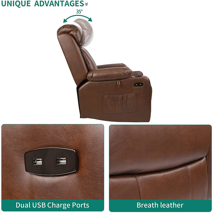 Faux Leather Lift Chair Recliner Massage and Heat - Relaxing Recliners