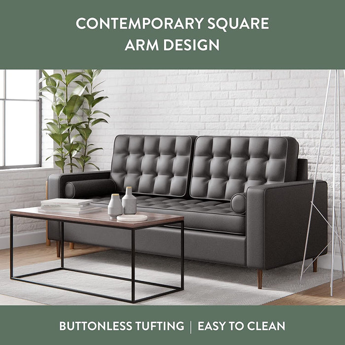 Faux Leather Sofa with Square Arms - Relaxing Recliners