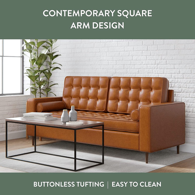 Faux Leather Sofa with Square Arms - Relaxing Recliners