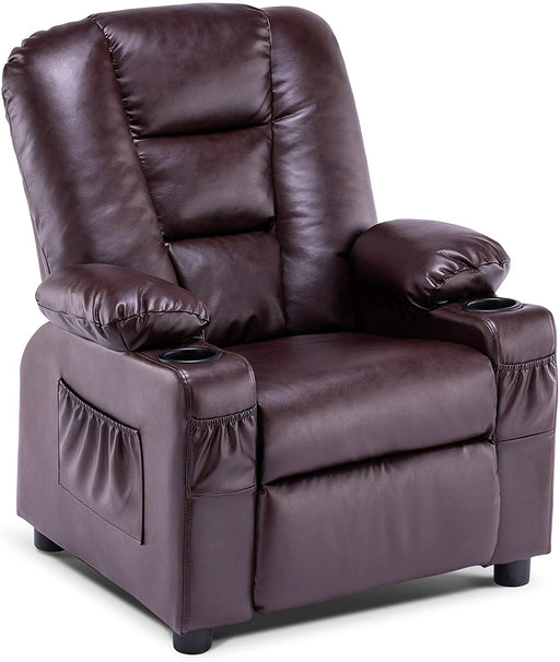Big Kids Recliner Chair with Cup Holders Faux Leather - Relaxing Recliners