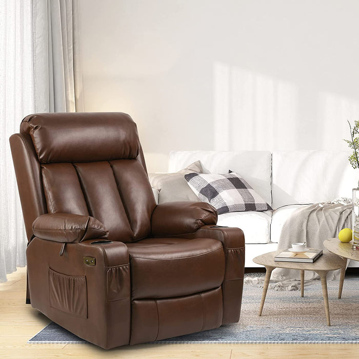 Faux Leather Lift Chair Recliner Massage and Heat - Relaxing Recliners