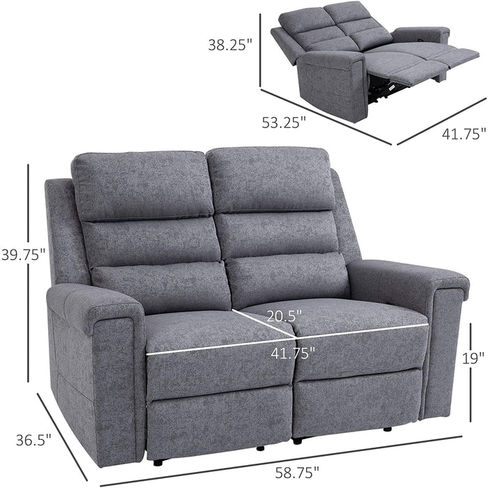 Grey Fabric Modern Two Seater Manual Reclining Loveseat - Relaxing Recliners