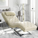 Velvet and Chrome Chaise with Headrest - Relaxing Recliners
