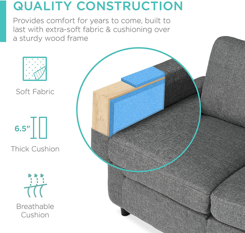 Linen L-Shape Sectional Sofa - Relaxing Recliners