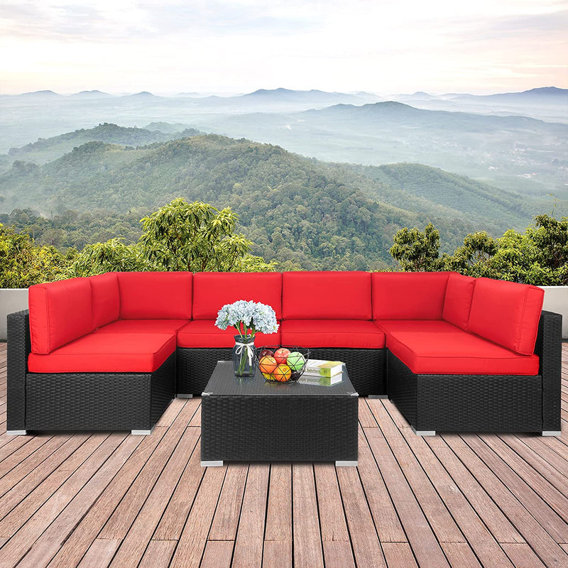 7 Piece Patio Outdoor Furniture Sectional - Relaxing Recliners