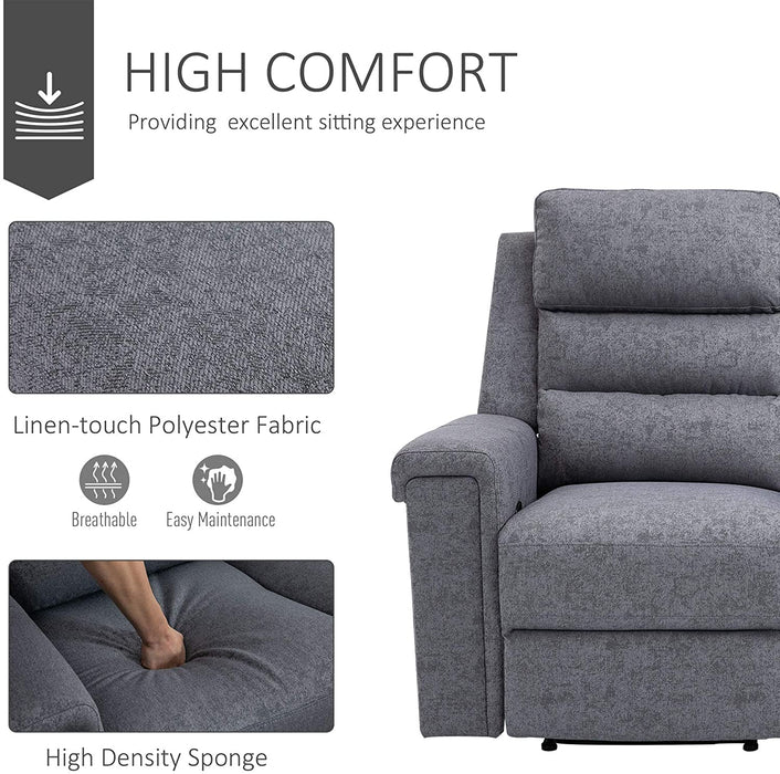 Grey Fabric Modern Two Seater Manual Reclining Loveseat - Relaxing Recliners
