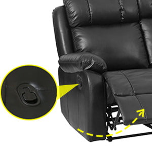 Three Seat Recliner Couch, Black - Relaxing Recliners