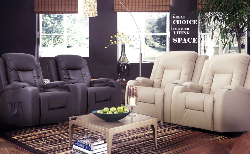 Pu Leather Recliner Massage Chair with Heat and Swivel - Relaxing Recliners