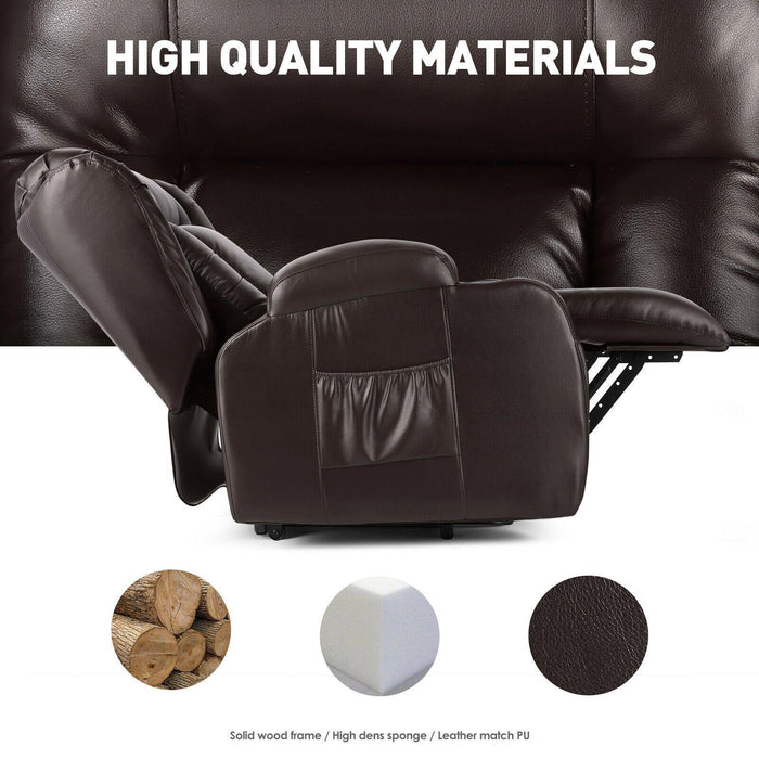 Electric Heated Massage Chair Power Recliner Lift 8 Point Remote Control - Relaxing Recliners