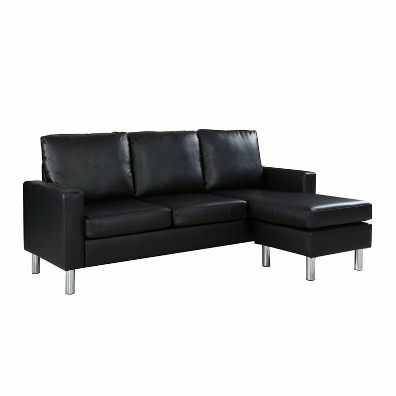 Modern Leather Sectional Sofa - Black - Relaxing Recliners