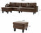 4 Seat Convertible Brown Leather Sectional Sofa Couch - Relaxing Recliners