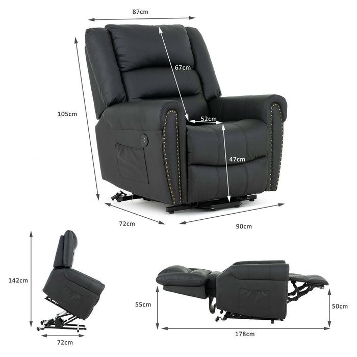 Heated Massage Lift Chair Recliner With Dual Motor USB Charge Port Black - Relaxing Recliners