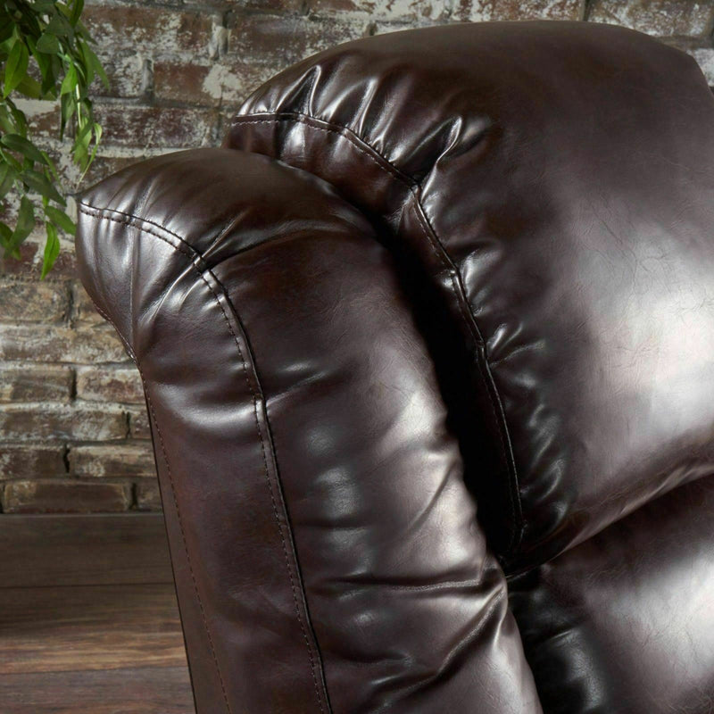 Brown Leather Power Recliner With Storage, Cup Holders, and USB Charger - Relaxing Recliners
