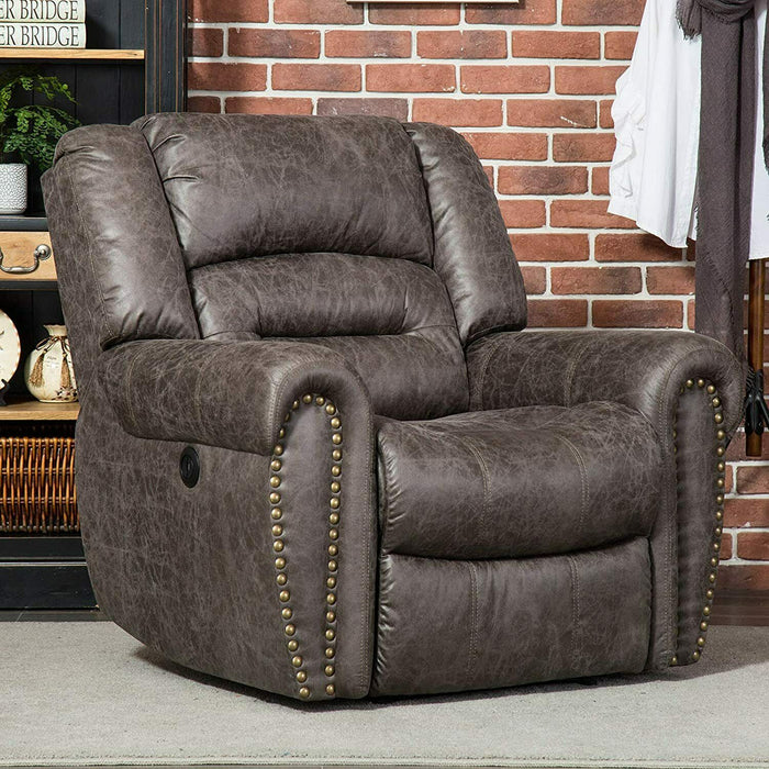 Breathable Bonded Leather Recliner Chair with USB Ports - Relaxing Recliners